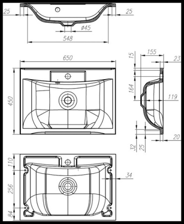 Раковина BelBagno BB-0673-65-LVB
